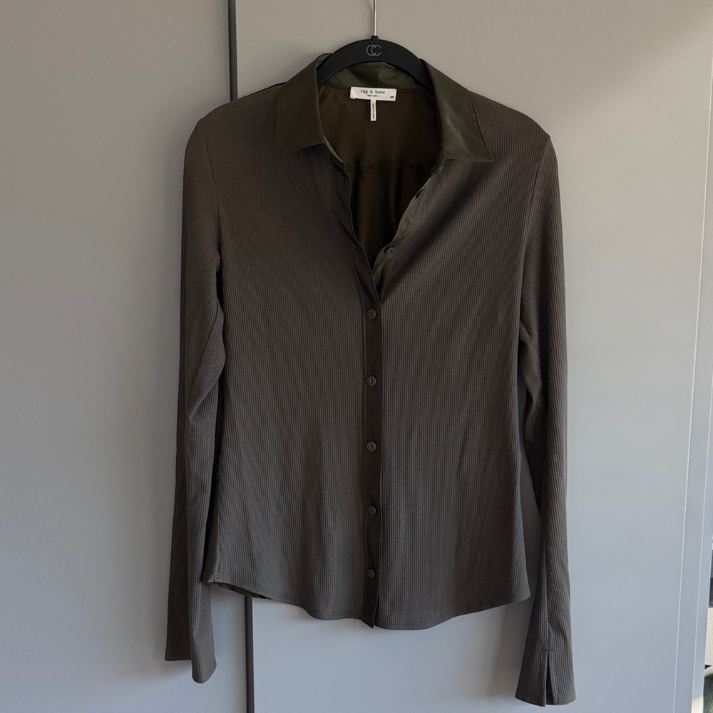 Rag and Bone Dark Olive Button-Down Shirt